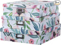 Soul & Lane Decorative Cardboard Storage Boxes With Lids for Home Décor, Set of 3 Floral Photo and Letter Box Set, Nesting Paperboard Storage for Scrapbook Paper, Keepsakes, Memories