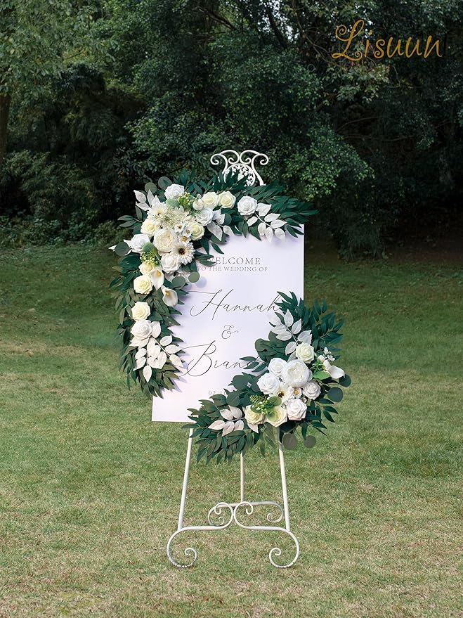 Wedding Arch Flowers, Artificial Flowers for Decoration, Large Flower Swag for Boho Styles Wedding Ceremony Floral Decor - Pack of 2