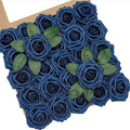 Artificial Flowers, 100pcs Artificial Rose for DIY Wedding Bouquets Centerpieces Arrangements, Navy Blue Foam Roses with Stem for Bridal Shower Party Home Decorations