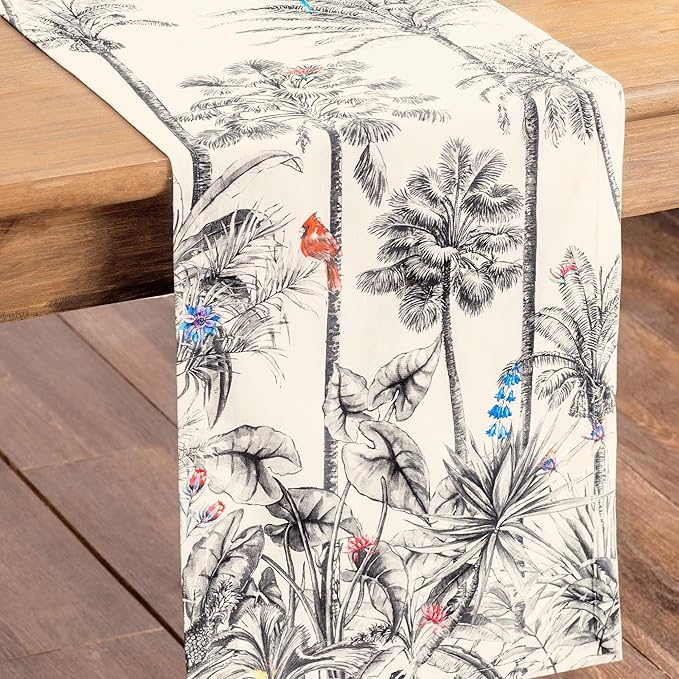 Maison d' Hermine Table Runner 100% Cotton Single Layer Table Runners 90 inches Long for Thanksgiving Christmas Decorations Home Kitchen Dining Party Wedding (Amazonia, 14.5" x 90")