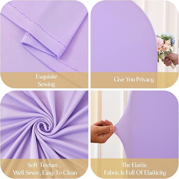 Rainbow Arch Backdrop Cover 6FT 5FT 4FT Stretchy Wedding Arch Covers Set of 3 Spandex Fitted Pink Blue Lavender Fabric Backdrop Cover for Party Baby Shower Birthday Decoration