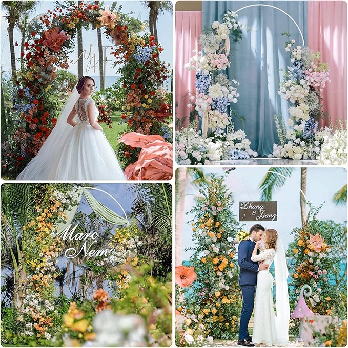 Fomcet 7.2x4FT Metal Arch Backdrop Stand Wedding Arch Frame White Balloon Arched Stand for Ceremony Birthday Party Graduation Bridal Baby Shower Anniversary Background Decoration