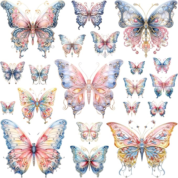 XERE 400 Pcs Butterflies Flora and Fauna Scrapbook Stickers Set for Scrapbooking and Journaling Notebooks, Junk Journal Supplies, Sketchbook, Bookmark Making, Planner Sticker