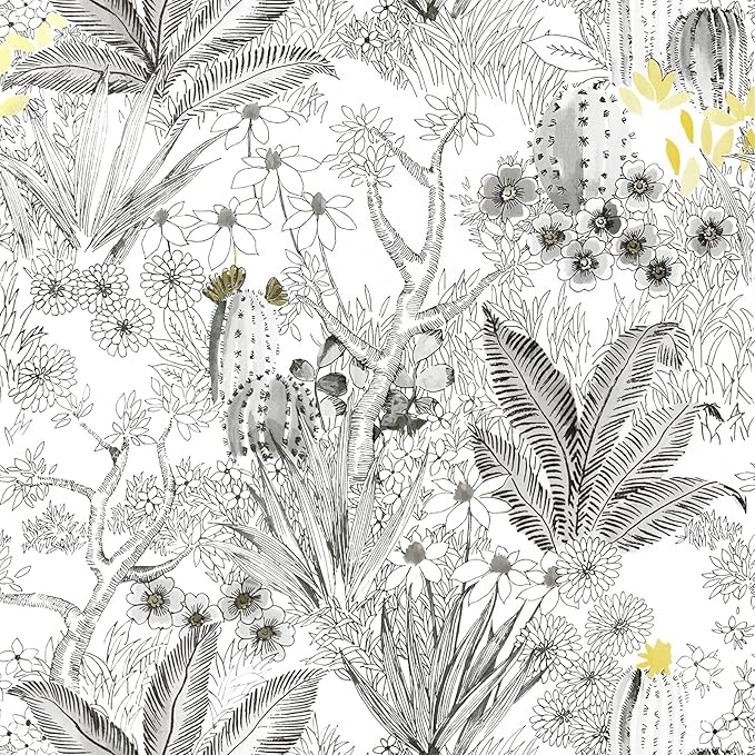 Wudnaye Floral Peel and Stick Wallpaper Vintage Contact Paper 17.7 inch×196.8 inch Gray Flower Wallpapers Self Adhesive Removable White and Black Contact Paper Waterproof for Bathroom Vinyl