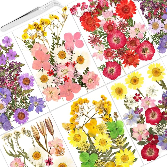 160 Pcs Dried Flowers Pressed Real Flowers for Resin, Dried Florals Natural Herbs Kit for Scrapbooking DIY Art Crafts, Jewelry Molds, Candle, Soap Making, Mother’s Day Birthday Gift