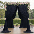 PartyVillage 20ft×15ft Black Backdrop Curtain for Halloween Parties, 4 Panels Wrinkle Free 15 FT Long Polyester Photo Backdrop Drapes Back Drop Cloth for Birthday Photography Background