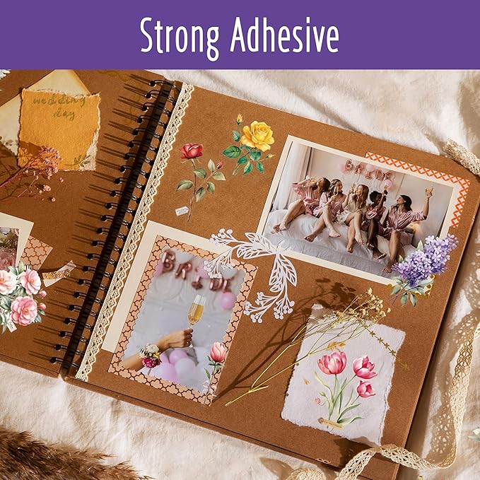 300 PCS PVC Flower Stickers, Self-Adhesive PVC Nature Floral Stickers for Scrapbook, Laptop, Journal, DIY Project, Spring Themed Party Decors