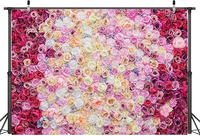Rose Flower Wall Backdrop 15X10 ft Large Floral Photography Background for Indoor Outdoor Wedding Party Bridal Shower Baby Shower Engagement Shoot Photo Booth Decoration