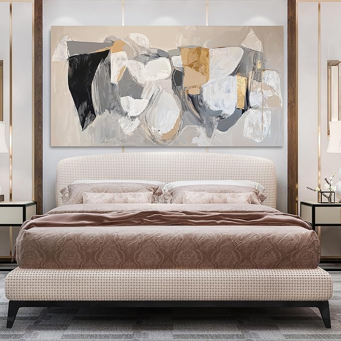 Abstract Canvas Oversized Wall Art Decor Gray Gold Modern Abstract Graffiti Art Wall Black Wall Art Decor for Living Room Canvas Art Poster Print Wall Pictures for Bedroom Office Decor 29" X 58"