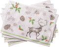 Maison d' Hermine Placemats Set of 4 100% Cotton Washable Cloth Place Mats, Reusable Table Mats for Thanksgiving Christmas Decorations Kitchen Dining Party Wedding (Christmas Dew, 13" x 19")