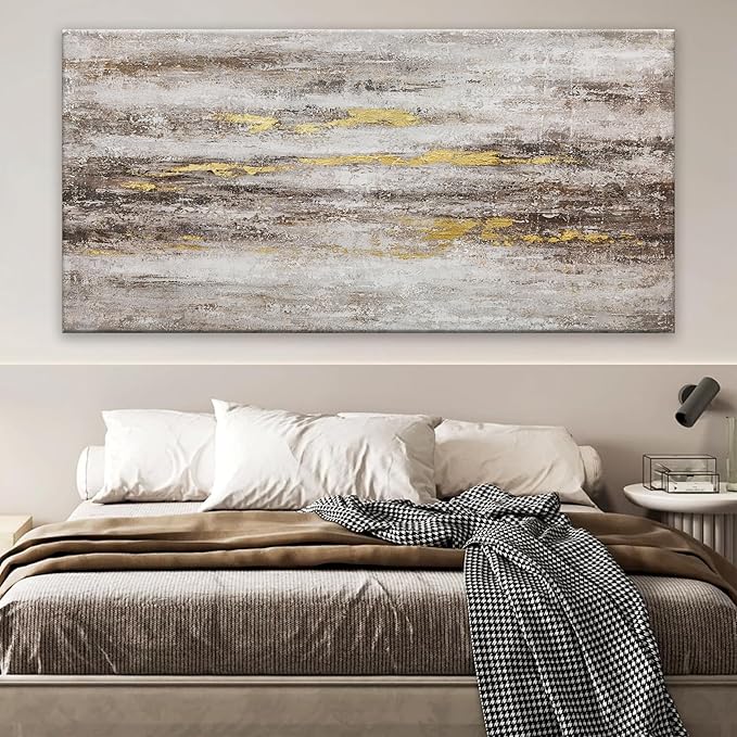 YISXINOAG Large Abstract Wall Art For Living Room Brown And White Wall Art Eclectic Decor Artwork Canvas Art Wall Decor For Dinning Room Bedroom Hotel Office Kitchen Ready To Hang 29x58 In