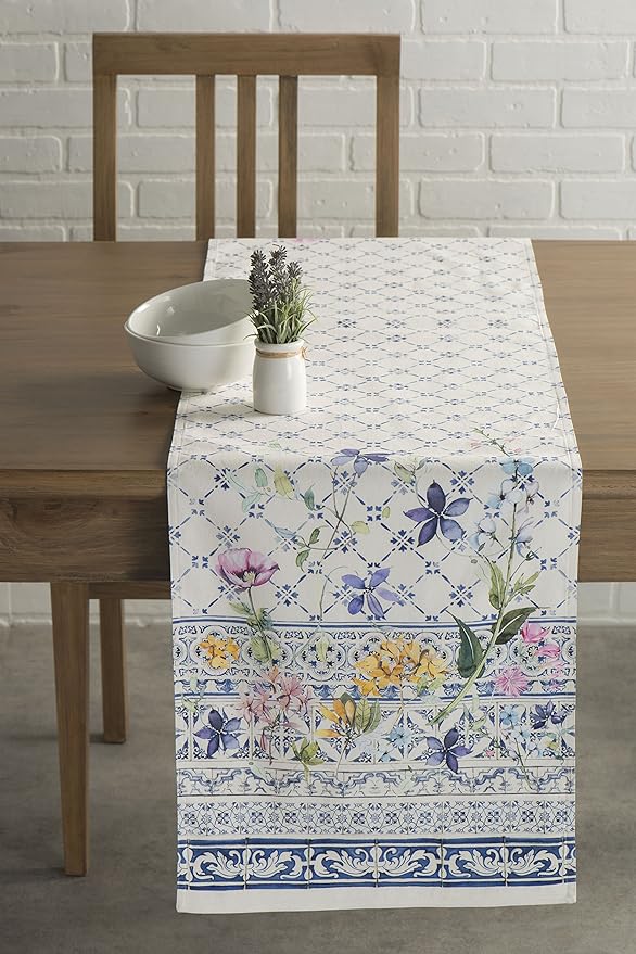 Maison d' Hermine Table Runner 100% Cotton Double Layer Table Runners 72 inches Long Decorative for Home Kitchen Dining Party Baby Shower Wedding Bridal Shower Spring Summer (Faience, 14.50" x 72")