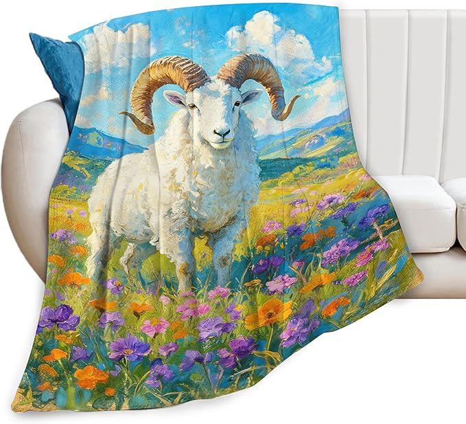 Goat Blanket Goat Throw Blanket Animal Soft Cozy Fleece Fuzzy Stuffed Plush Flannel Gifts for Girls Women Boys Kids Adults 60"X80"