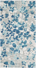 SAFAVIEH Evoke Collection 2'2" x 4' Grey/Light Blue EVK236J Floral Non-Shedding Living Room Bedroom Accent Rug