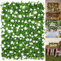 5×8 Ft 3D Artificial Flower Wall Panels, Quick Assembly Storage White Floral Greenery Fake Backdrop Fence Screen for Wedding Baby Show Birthday Party Indoor Outdoor Garden Backyard Home Decor
