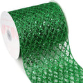 VATIN 6" Green Christmas Ribbon, Green Glitter Mesh Diamond Web Sequin Dots Wired Christmas Ribbon for Gift Wrapping Bow Making Wreath Supply-10 Yards