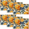 Orange Placemats Set of 6 Fruit Blueberry Rose Leaf Table Mats Washable Place Mats for Home Party Indoor Kitchen Dining Table Decoration 12x18 Inch