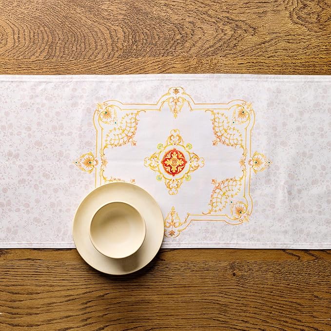 Maison d' Hermine Tablerunners 100% Combed Cotton Premium Table Runner Decorative Table Cover, Home, Dining, Cocktail Party & Camping, Pastries (Double Layer) - (14.50"x72")
