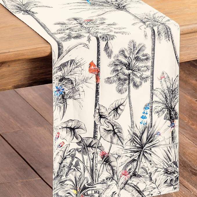 Maison d' Hermine Table Runner 100% Cotton Double Layer Table Runners 72 inches Long for Thanksgiving Christmas Decorations Home Kitchen Dining Party Wedding (Amazonia, 14.5" x 72")