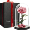 Forever Preserved Rose - Eternal Rose in Glass Dome - Beauty and The Beast Rose for Mom - Fresh Flowers for Delivery Prime (Pink, 9 Inch)