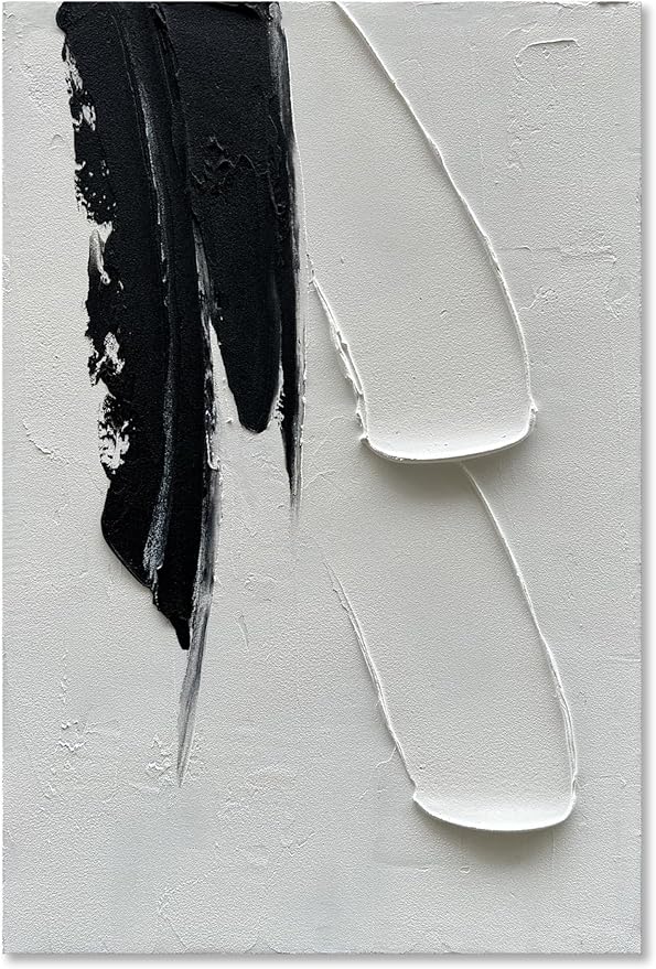 Epicler art Hand-painted Black and white Abstract wall Decoration Oil painting Minimalist art 36x24 inches