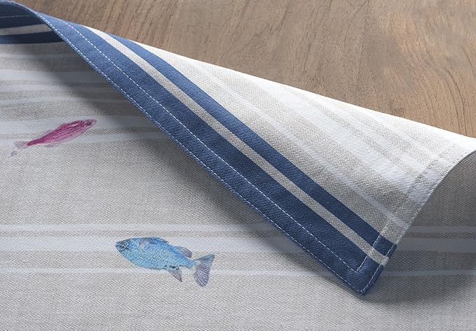 Maison d' Hermine Placemats Set of 4 100% Cotton Washable Cloth Place Mats, Reusable Table Mats for Kitchen Dining Decoration, Party, Wedding, Restaurant Spring/Summer (Poisson, 13" x 19")