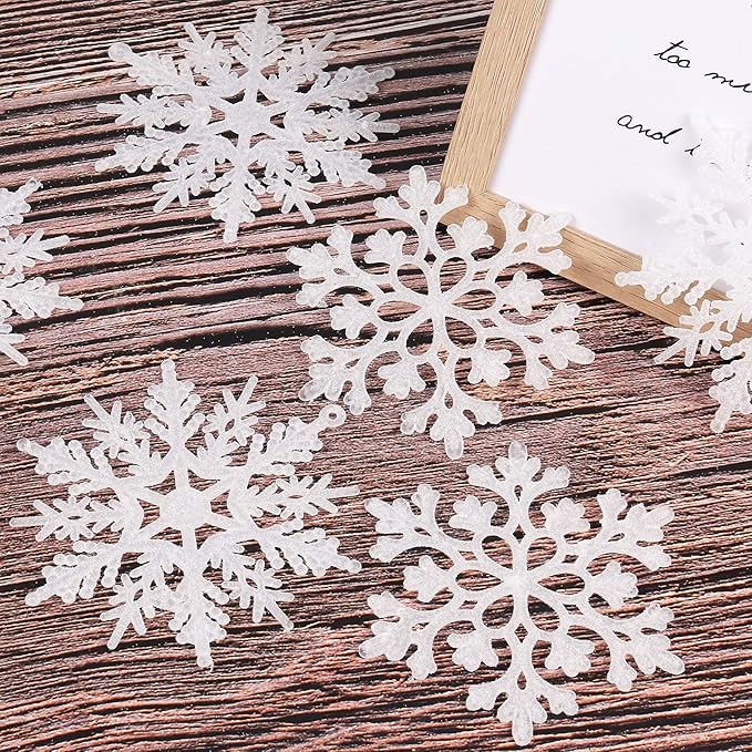 RECUTMS Winter Christmas Hanging Snowflake Decorations - 40Pcs White Snowflakes Hanging Garland for Christmas Winter Wonderland Holiday New Year Party Home Decoration,4 Inches,2 Pattern (White)