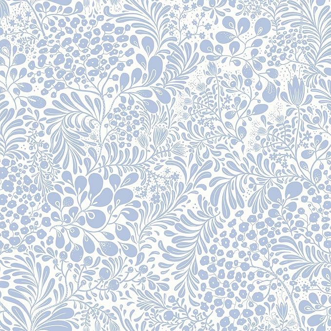 Heroad Blue Peel and Stick Wallpaper Floral Contact Paper 17.3''x78.7'' Boho Wall Paper Modern Removable Self Adhesive Wallpaper for Bedroom Bathroom Kitchen Cabinet Decor Waterproof Vinyl Roll