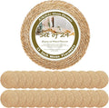 13 Inch Woven Placemats Set of 24, Rustic Round Placemat for Dining Table, Boho Jute Chargers for Dinner Plates, Christmas Farmhouse Holiday Decor, Water Hyacinth Wicker Rattan Braided Place Mats