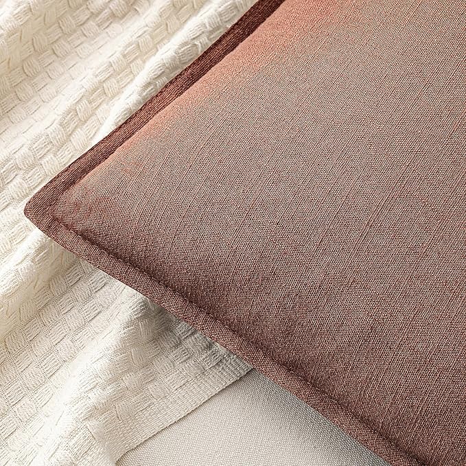 MIULEE Decorative Linen Pillow Covers 18x18 Inch Rust Red Boho Farmhouse Neutral Couch Throw Pillows for Bed Pack of 2 Accent Modern Pillowcase Sofa Livingroom Home Decor