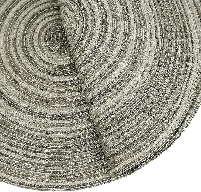 Youyi Better Lifes Round Braided Placemats Set of 8 Colorful Washable Durable Placemats Non-Slip 15 Inch Ivory-Linen Woven Table Mats for Dining Tables Holiday Party Decoration