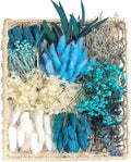 xin's convey Dried Flower with Stem for Vases, Dried Floral Bouquet, Mini Dried Flower Arrangements. (Blue)