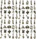 WOCRAFT 60pcs Antique Bronze Music Bracelet Charms for Jewelry Making Sets DIY Necklace Bracelet Keychain Crafting Charms Kit Craft Supplies (SN895)