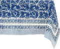 ATOSII Paradise Blue 100% Cotton Rectangle Summer Tablecloth, Handblock Floral Print Linen Table Cloth for Kitchen Dining I Parties, Weddings, Outdoors, 60 X 108 Inches I 8 Seater