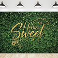 Riyidecor Housewarming Backdrop Polyester Fabric 7Wx5H Feet Green Leaves Sweet Home Grass Leaf Rustic Spring Plant Botanical Nature Photography Background House Warming Party Photo Studio Shoot