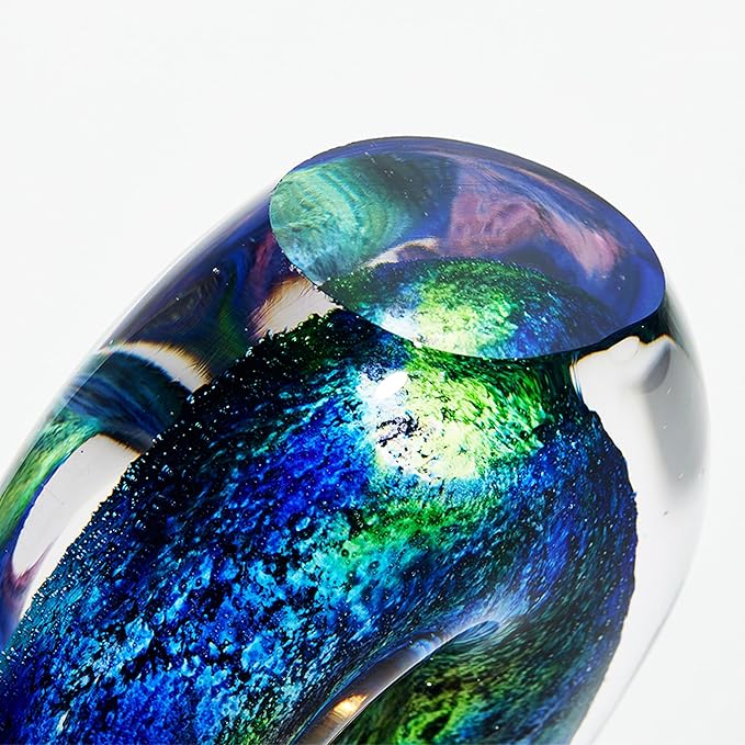 Luxury Lane Hand Blown Abstract Hollow Tear Drop Sommerso Art Glass Sculpture for Home Decor 11.5 inch Tall Centerpiece Table Decoration
