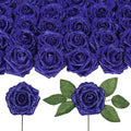 Roses Artificial Flowers 30PCS Fake Blue Roses 3.15" Glitter Roses Bouquet for DIY Wreath Wedding Christmas Home Party Decor(Royal Blue)