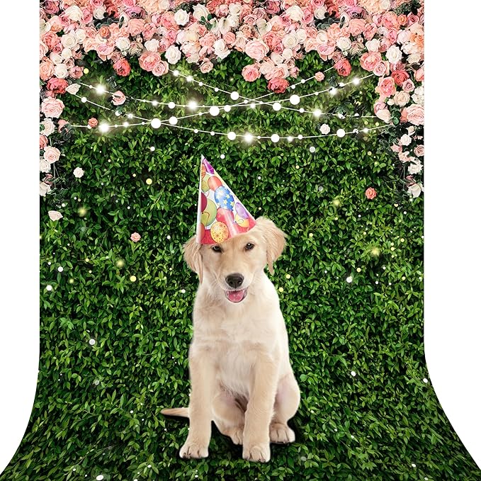 Riyidecor Flower Wall Backdrop Polyester Fabric Pink Rose Floral Blossom Green Leaves Plant Spring Nature Birthday 5Wx7H Feet Women Girls Photography Background Wedding Photo Studio Shoot