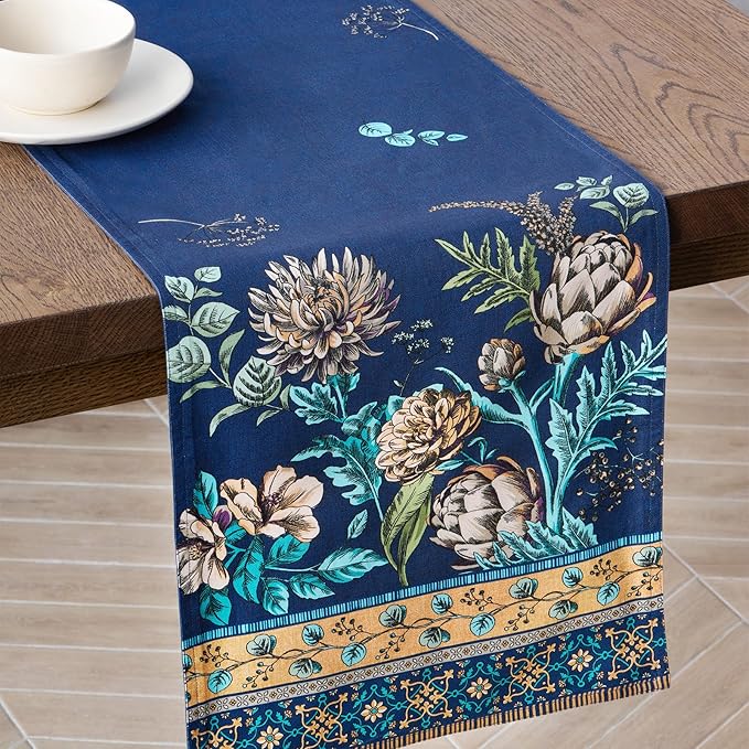 Maison d' Hermine Tablerunner 100% Combed Cotton Premium 14.50 Inch x 72 Inch Decorative Table Runner Table Runners, Dining, Buffet Party & Wedding, Artichoke (Double Layer)