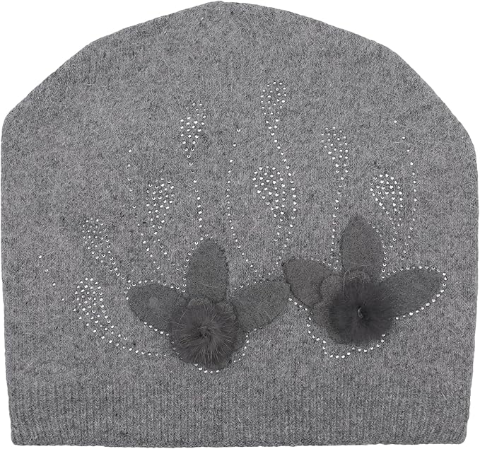 ZLYC Women Floral Slouchy Beanie Hat Double Layer Winter Knit Skull Cap