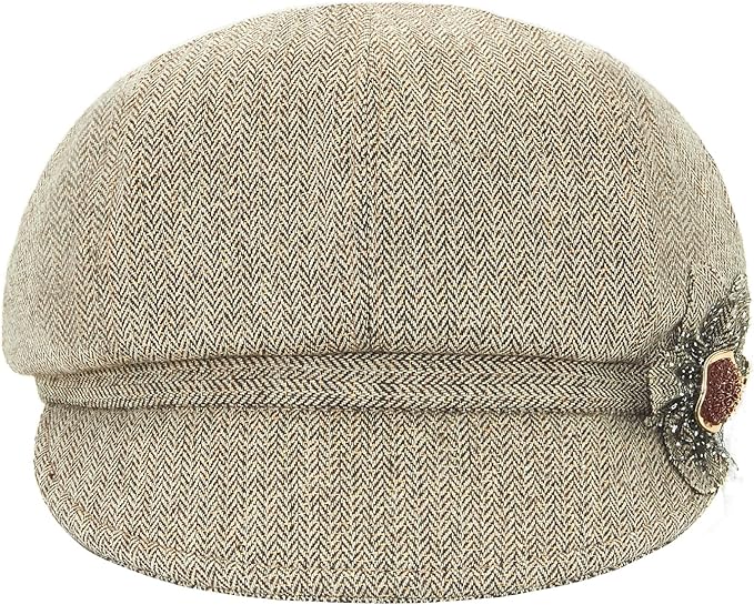 Women Retro Classic Visor Newsboy Cabbie Cap Beret Hats with Flower Buckle for Woman Ladies