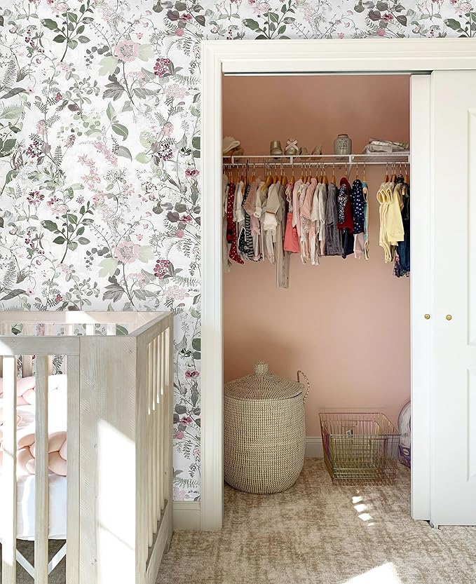 Erfoni 17.7" x 197" Floral Peel and Stick Wallpaper Boho Leaf Self Adhesive Wallpaper DIY Removable Contact Paper Vintage Flower Wall Paper Decoration for Bedroom Wall Cabinets Waterproof Vinyl Roll