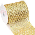 VATIN 6" Gold Christmas Ribbon, Gold Glitter Mesh Diamond Web Sequin Dots Wired Christmas Ribbon for Gift Wrapping Bow Making Wreath Supply-10 Yards
