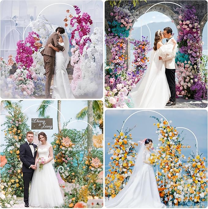 Fomcet Metal Arch Backdrop Stand Set of 2 Wedding Arch Stand White 7.2FT & 6FT Arched Frame for Birthday Party Baby Shower Graduation Ceremony Decorations