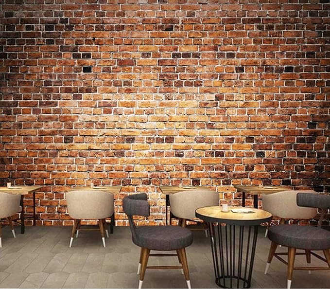 Eierme-Close-up of a Brick Wall Background with Strong Texture Peel and Stick 160" x 114"