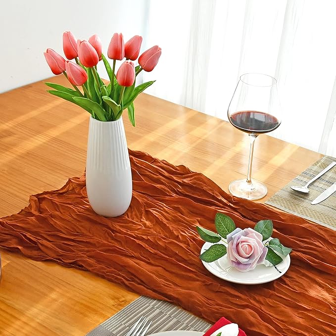 Mandy's Artificial Tulips 20 Stems Coral PU Faux Flowers for Thanksgiving and Christmas Decorations Wedding Home Decor 13.5 Inch