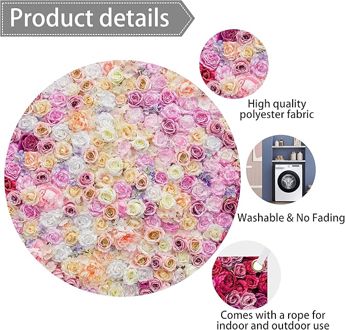 Rose Flower Wall Backdrop 15X10 ft Large Floral Photography Background for Indoor Outdoor Wedding Party Bridal Shower Baby Shower Engagement Shoot Photo Booth Decoration