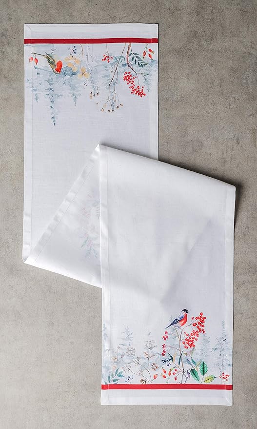 Maison d' Hermine Table Runner 100% Cotton Single Layer Table Runners 36 inches Long for Thanksgiving Christmas Decorations Home Kitchen Dining Party Wedding (Morzine, 14.5" x 36")