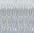 2 Pack Silver Birthday Decorations Silver Streamers Christmas Party Decorations Tinsel Backdrop Party Streamers Foil Fringe Curtains Shimmer Backdrop Bachelorette Wedding Christmas Door Decorations