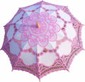 Handmade Pink and White Lace Parasol Umbrella Wedding Bridal 30 Inch Adult Size